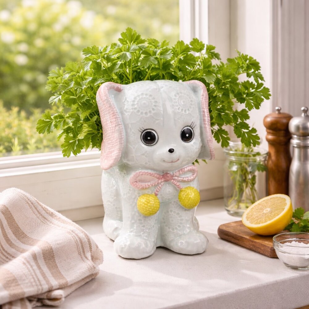 Vintage Relpo Dog Planter for Small Plants or Herbs Great Dog Lover Gift